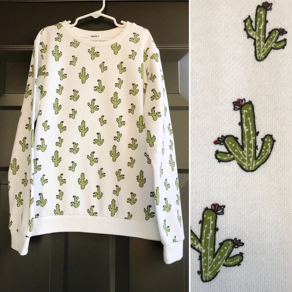 Forever 21 Other - Forever 21 Girls Cactus Sweatshirt Green Pink 14